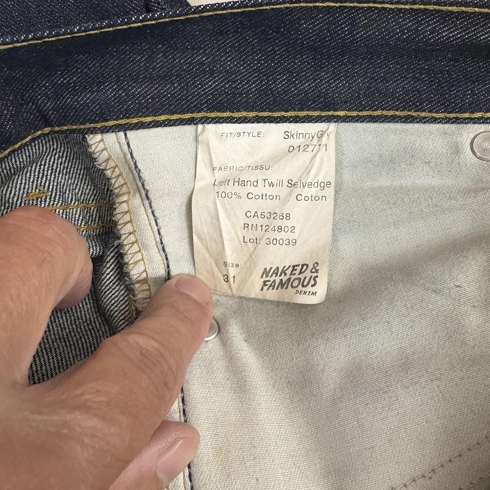 NakedFamous Jeans Skinny Guy Selvedge Mens 31x34 Left Hand Twill - Picture 12 of 16
